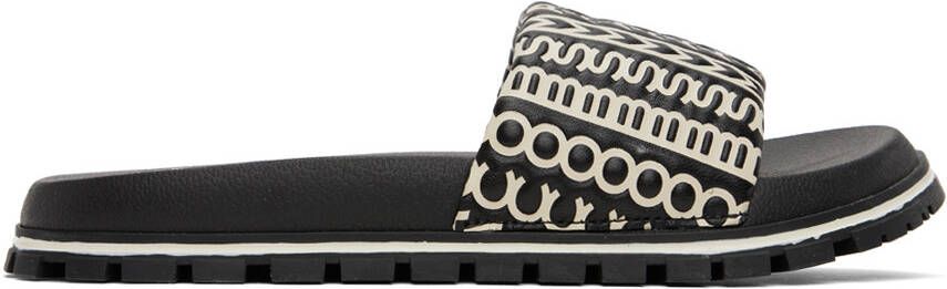 Marc Jacobs Black & White 'The Monogram Slide' Sandals