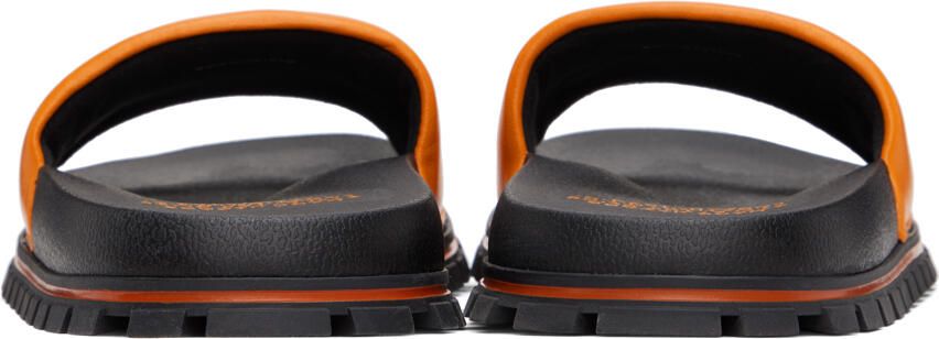 Marc Jacobs The Leather Slide logo-embossed slides Orange