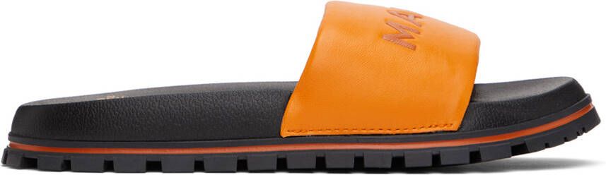 Marc Jacobs The Leather Slide logo-embossed slides Orange