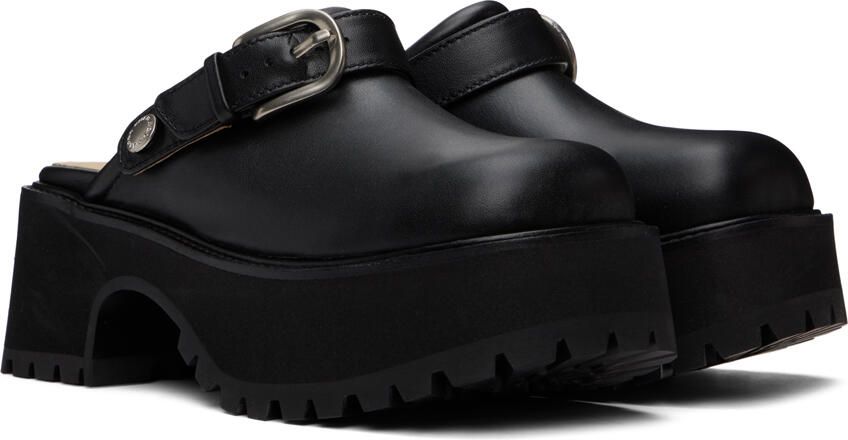 Marge Sherwood Black Leather 70s Clogs - Picture 3