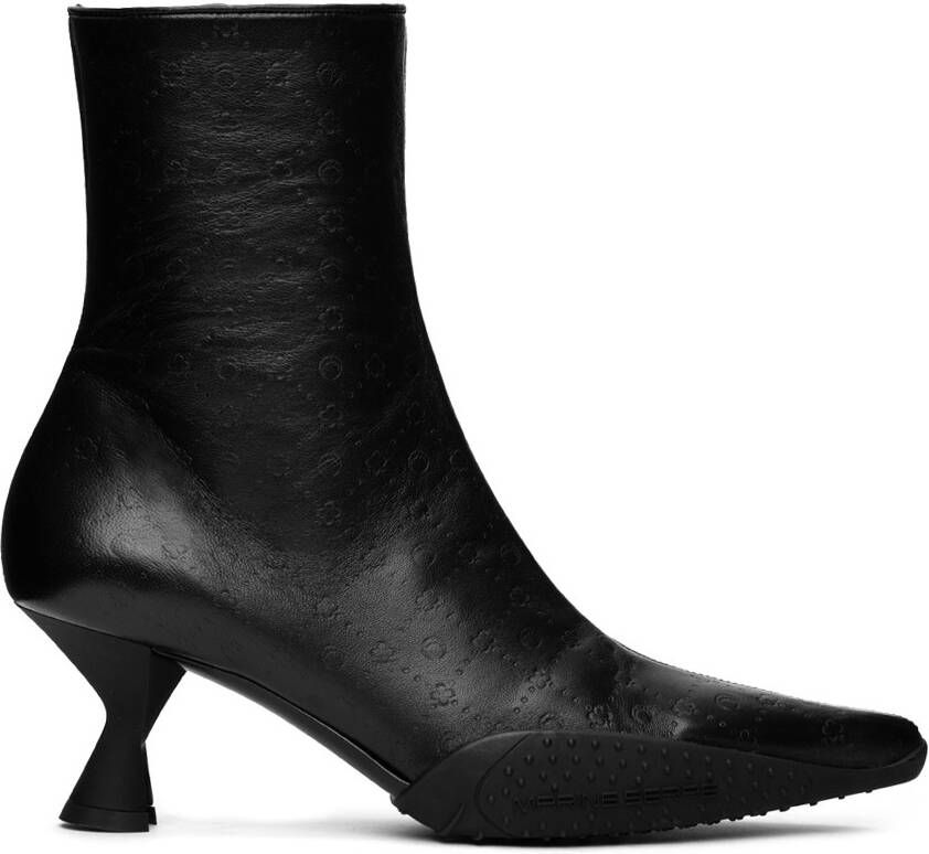 Marine Serre Black Leather Ankle Boots