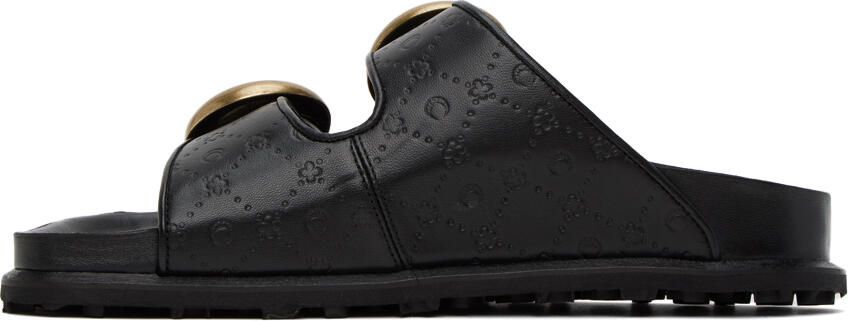 Marine Serre Black Leather Sandals - Picture 3