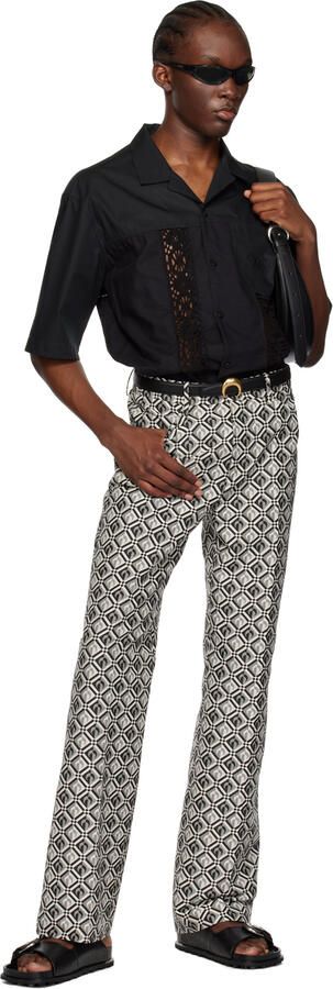 Marine Serre Black Leather Sandals - Picture 3