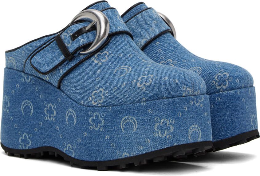 Marine Serre Blue Denim Monogram Clogs - Picture 2