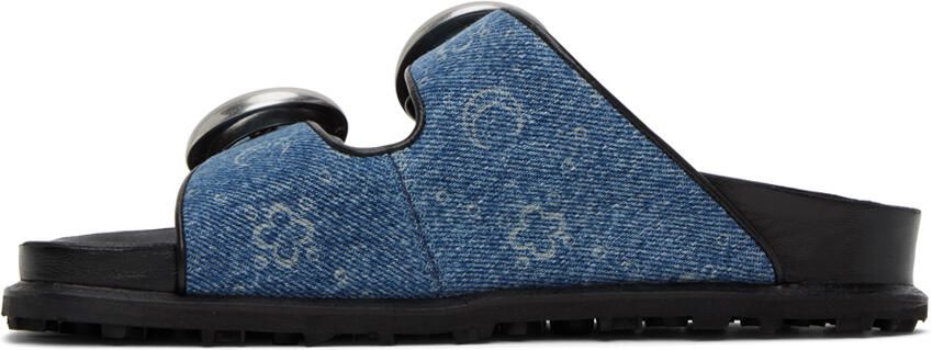 Marine Serre Blue Denim Monogram Sandals - Picture 3