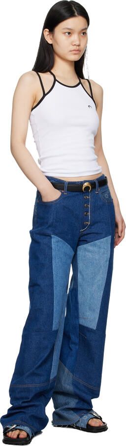 Marine Serre Blue Denim Monogram Sandals - Picture 4