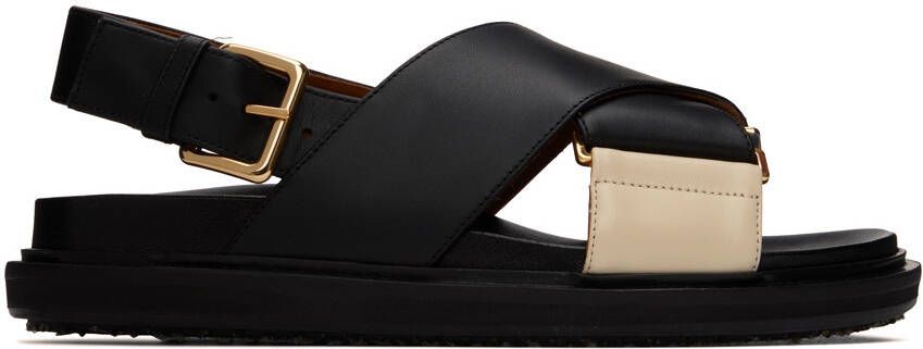 Marni Black & Off-White Fussbett Sandals