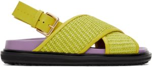 Marni Green & Purple Raffia Fussbett Sandals