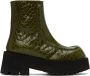 Marni Green Croc-Embossed Platform Ankle Boots - Thumbnail 1