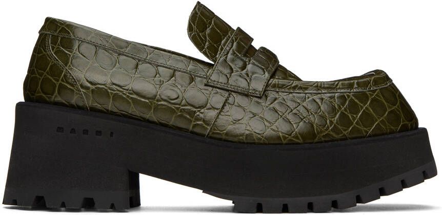 Marni Green Croc Loafers