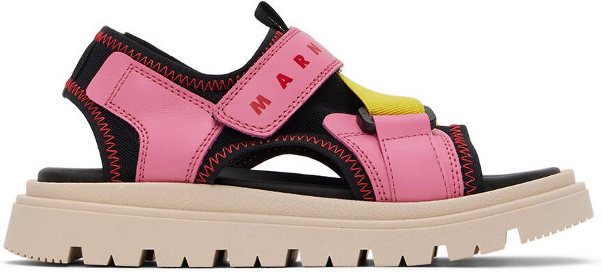 Marni Kids Black & Pink Color Block Sandals