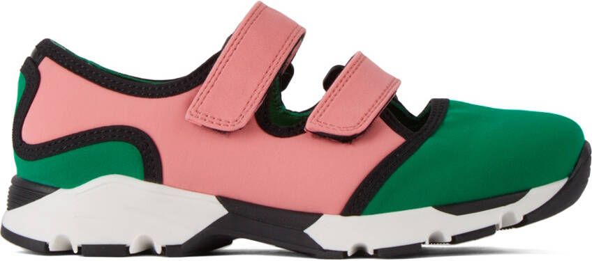 Marni Kids Pink & Green Velcro Scuba Sneakers
