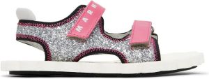 Marni Kids Silver Glitter Trekking Sandals
