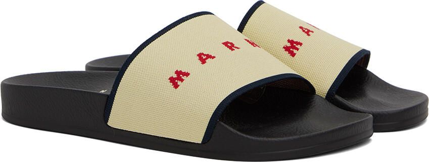 Marni Beige Jacquard Slides - Picture 3