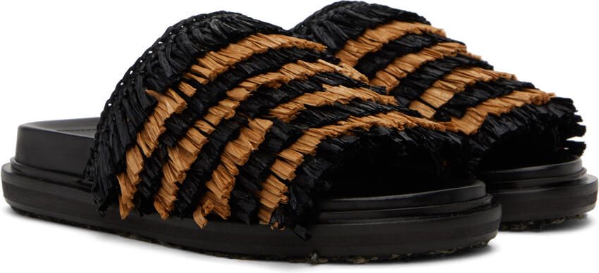 Marni Black & Beige Fringe Sandals