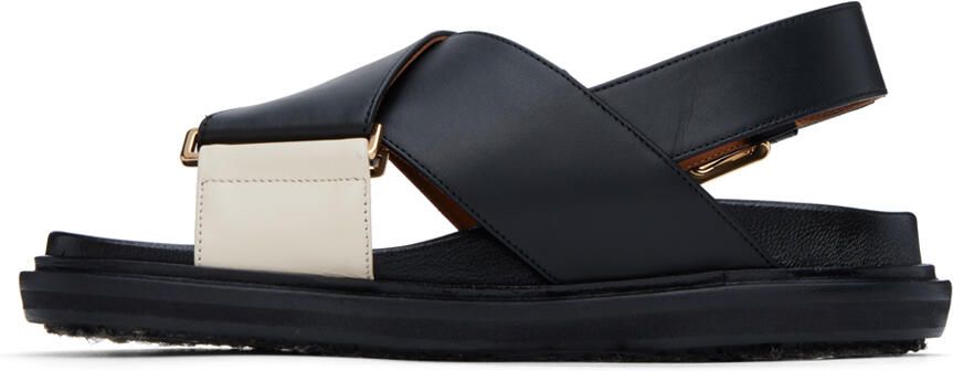 Marni Black & Off-White Fussbett Sandals - Picture 3