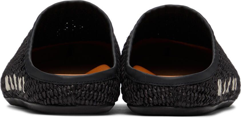 Marni Black Raffia Fussbett Sabbot Loafers