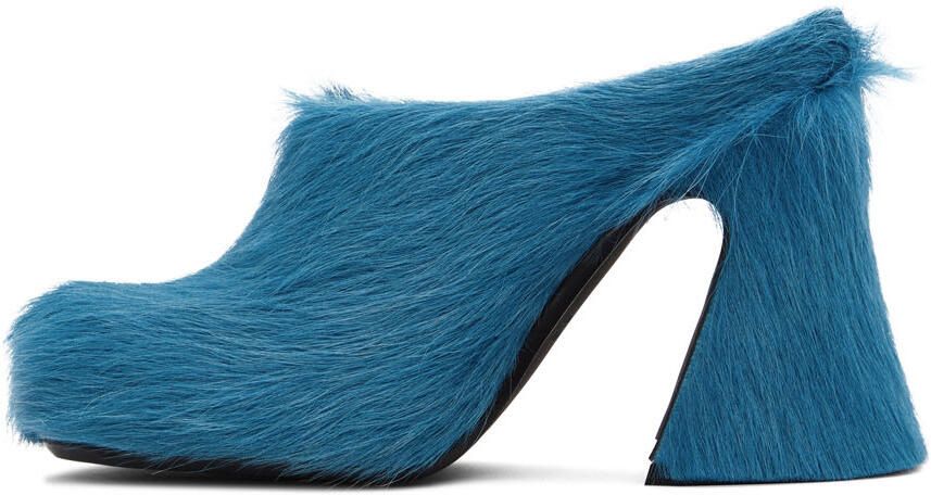 Marni Blue Calf-Hair Mules - Picture 3