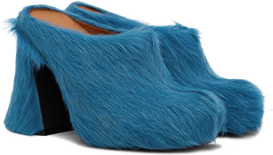 Marni Blue Calf-Hair Mules - Picture 2