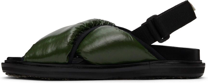 Marni Khaki Padded Nylon Fussbett Sandals - Picture 3