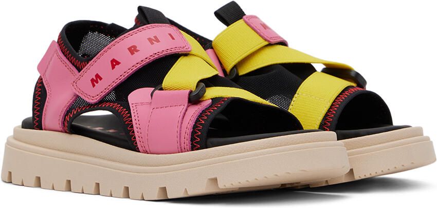 Marni Kids Black & Pink Color Block Sandals - Picture 2