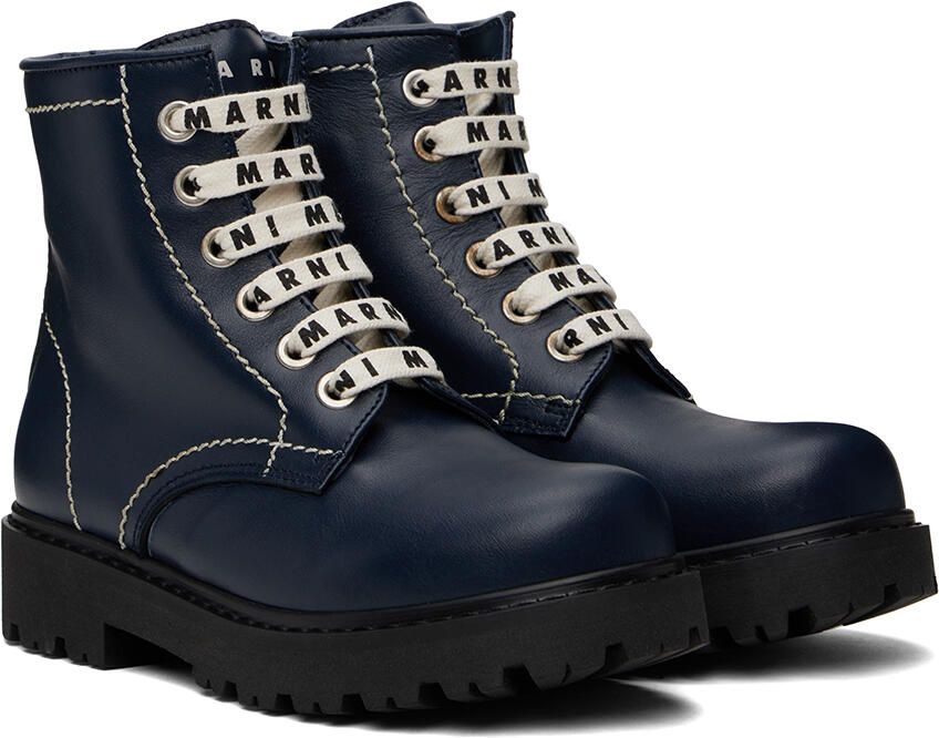 Marni Kids Navy Lace-Up Boot - Picture 2