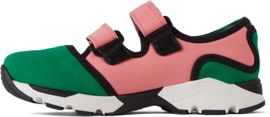 Marni Kids Pink & Green Velcro Scuba Sneakers - Picture 3