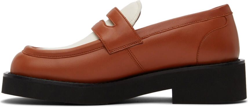 Marni Orange & Off-White Leather Loafers - Picture 4