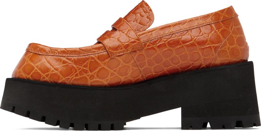Marni Orange Croc-Embossed Platform Loafers - Picture 3