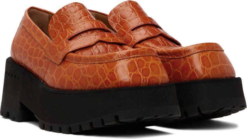 Marni Orange Croc-Embossed Platform Loafers - Picture 2