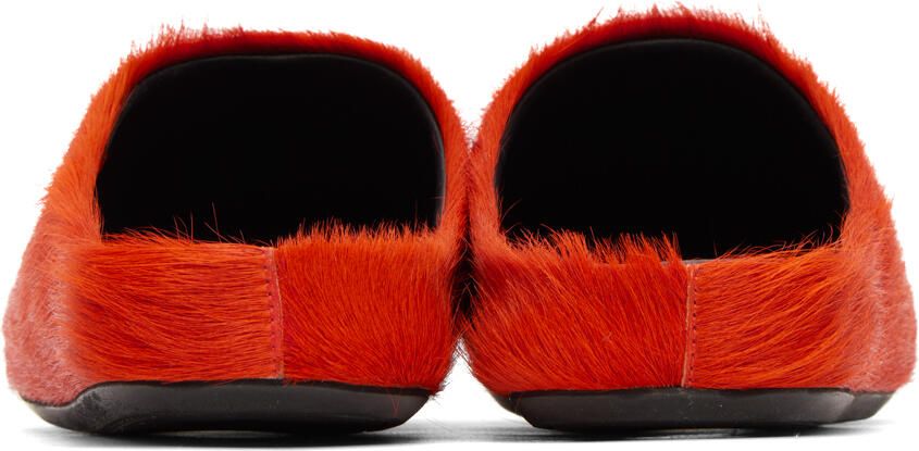 Marni Red Calf-Hair Fussbett Sabot Loafers - Picture 2