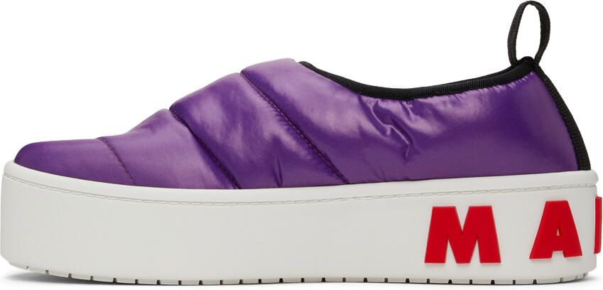 Marni Purple Puffed Nylon Slip-On Low Sneakers - Picture 4