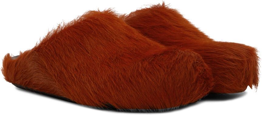 Marni Red Calf-Hair Fussbett Sabot Loafers - Picture 3