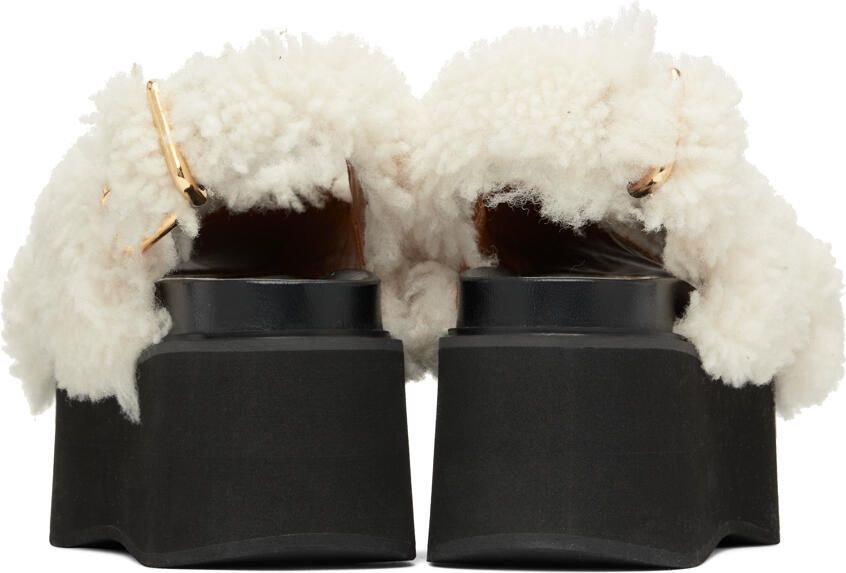 Marni White Shearling Fussbett Platform Sandals