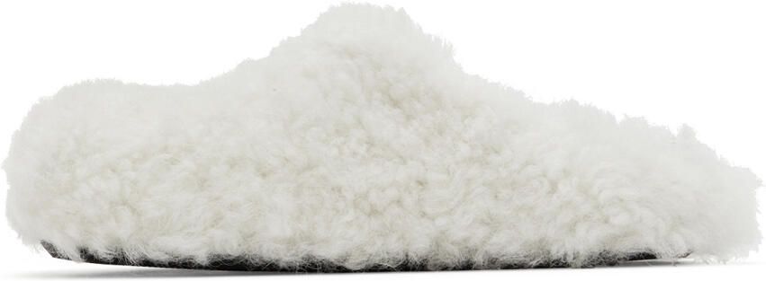 Marni White Shearling Fussbett Sabot Slippers - Picture 3