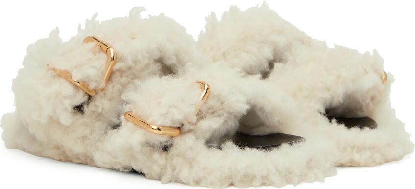 Marni White Shearling Fussbett Sandals