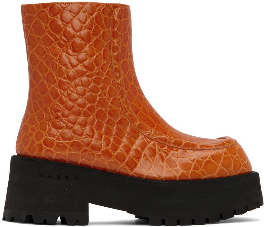 Marni Orange Zip Boots