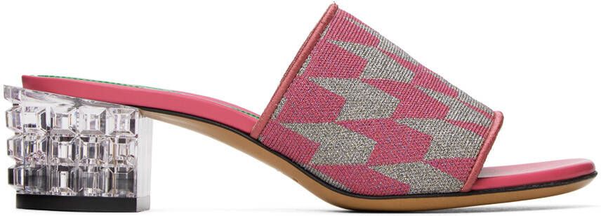 Marni Pink & Gray Jacquard Heeled Sandals