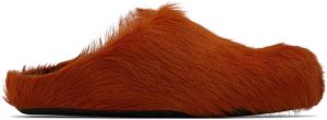 Marni Red Calf-Hair Fussbett Sabot Loafers