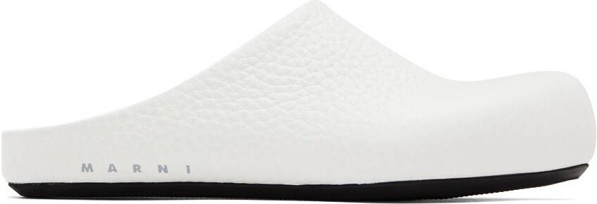 Marni logo-print leather mules White