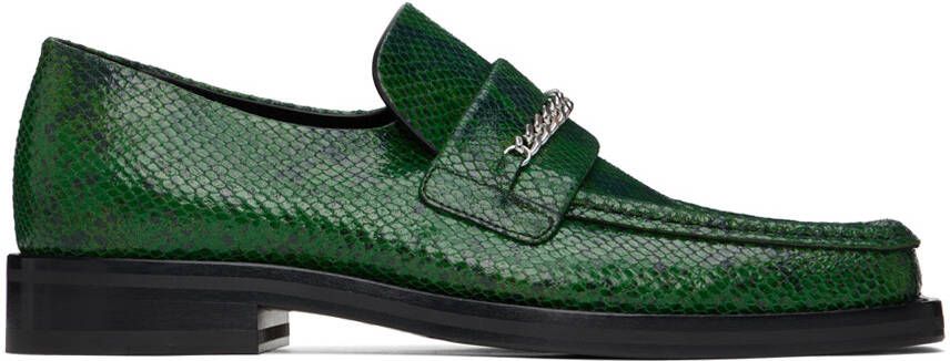 Martine Rose Green Square Toe Loafers