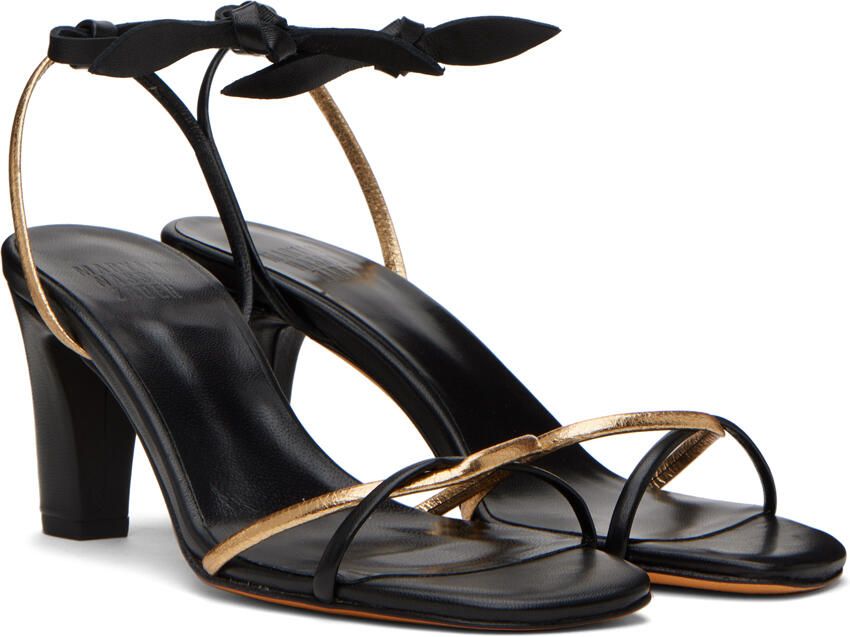 Maryam Nassir Zadeh Black & Gold Riley Heels - Picture 2