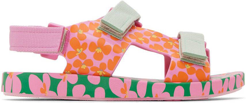Mini Melissa Kids Pink & Green Fábula Edition Ping Pong Sandals