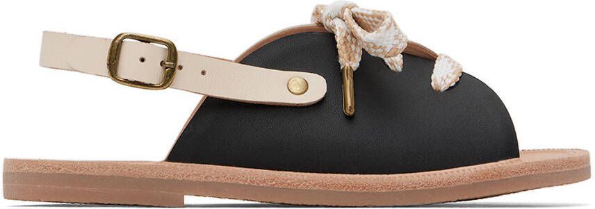 Misha & Puff Kids Black & White Lace-Up Sandals