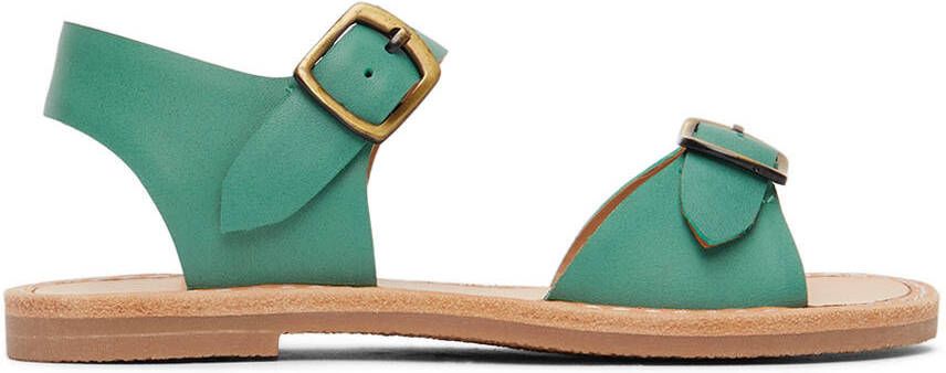 Misha & Puff Kids Green Double Buckle Sandals