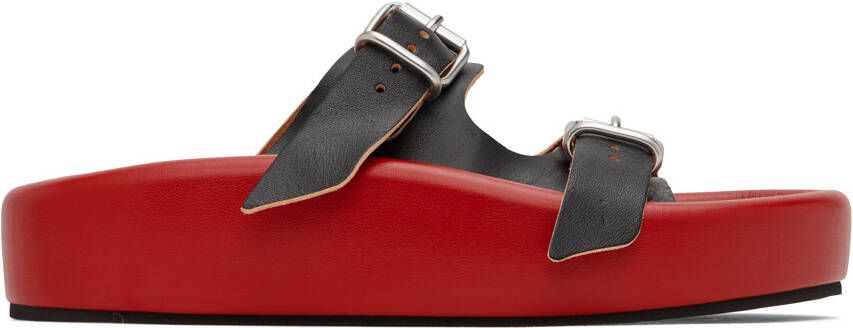 MM6 Maison Margiela Black & Red Sunken Buckle Sandals