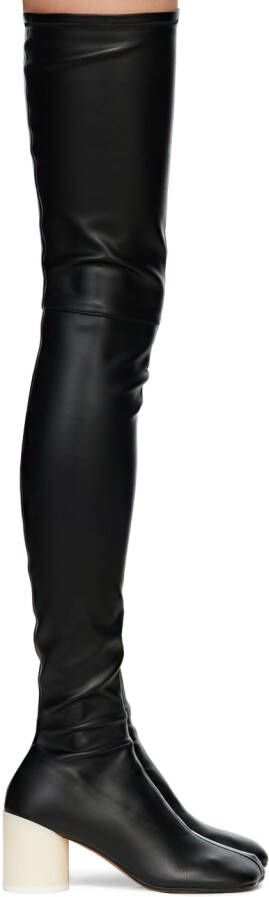 MM6 Maison Margiela Black Faux-Leather Tall Boots