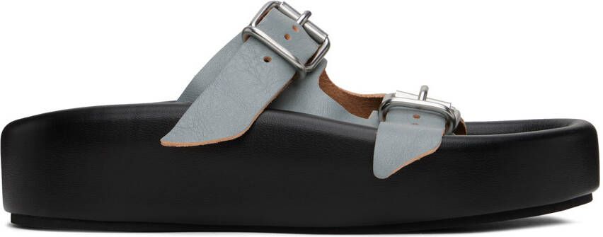 MM6 Maison Margiela Gray & Black Sunken Buckle Sandals