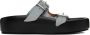 MM6 Maison Margiela Gray & Black Sunken Buckle Sandals - Thumbnail 1