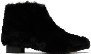 MM6 Maison Margiela Kids Black Faux-Fur Ankle Boots